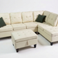 Cream Leather PU 6 Seater Sofa