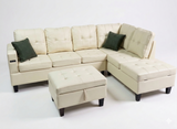 Cream Leather PU 6 Seater Sofa