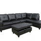 Black Leather PU 6 Seater Sofa
