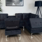 Black Velvet 6 Seater Sofa