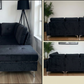 Black Velvet 6 Seater Sofa