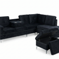 Black Velvet 6 Seater Sofa