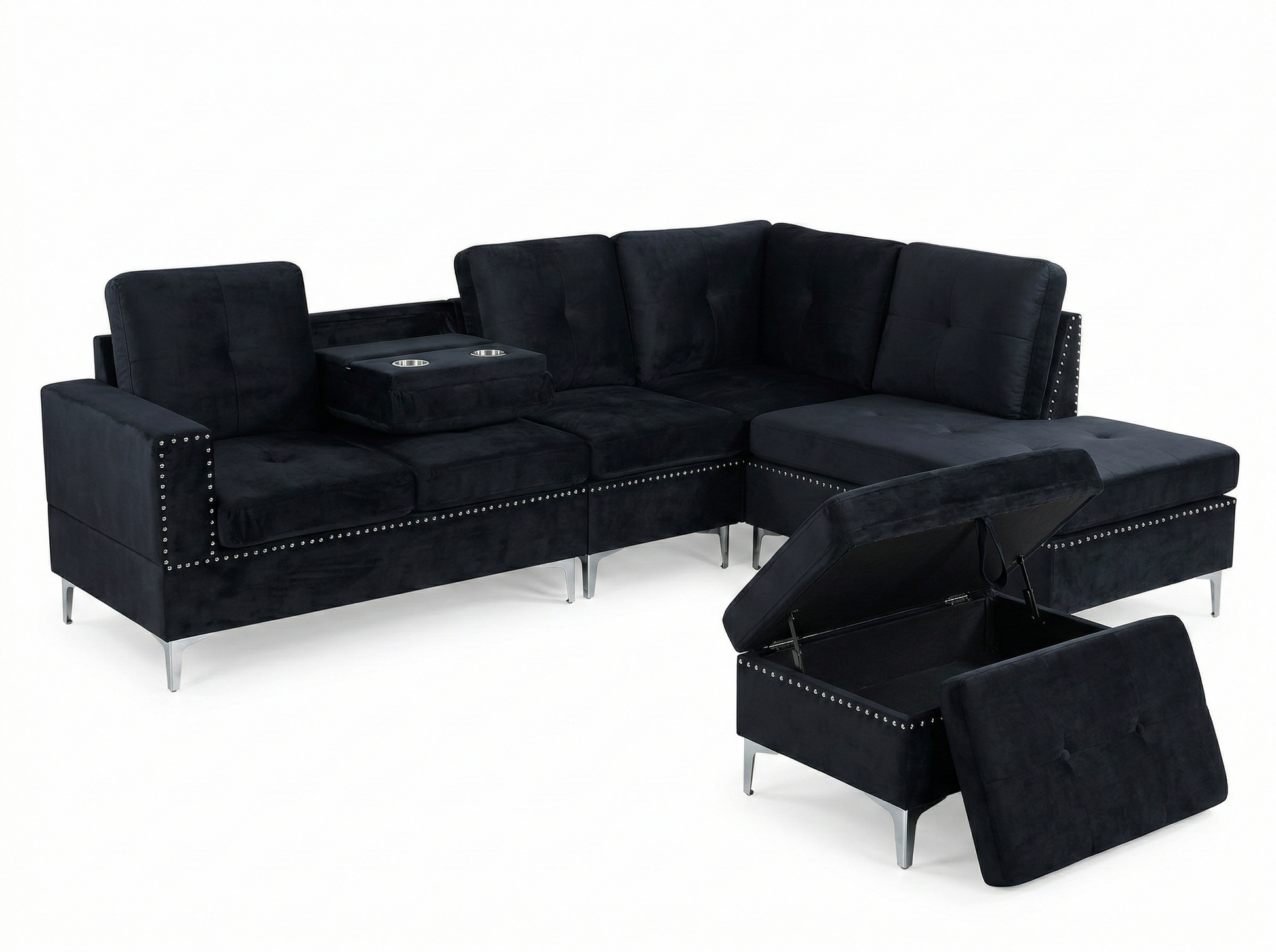 Black Velvet 6 Seater Sofa – Sofa