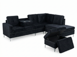 Black Velvet 6 Seater Sofa