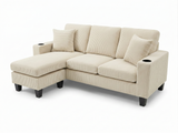 Beige Corduroy 3 Seater Sofa