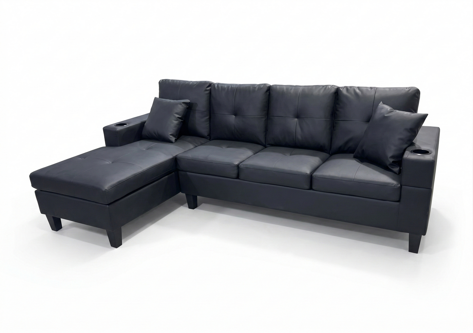 Black Leather 4 Seater Sofa – Sofa