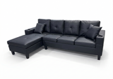 Black Leather 4 Seater Sofa