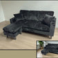 Corduroy Black Velvet 3 Seater Sofa