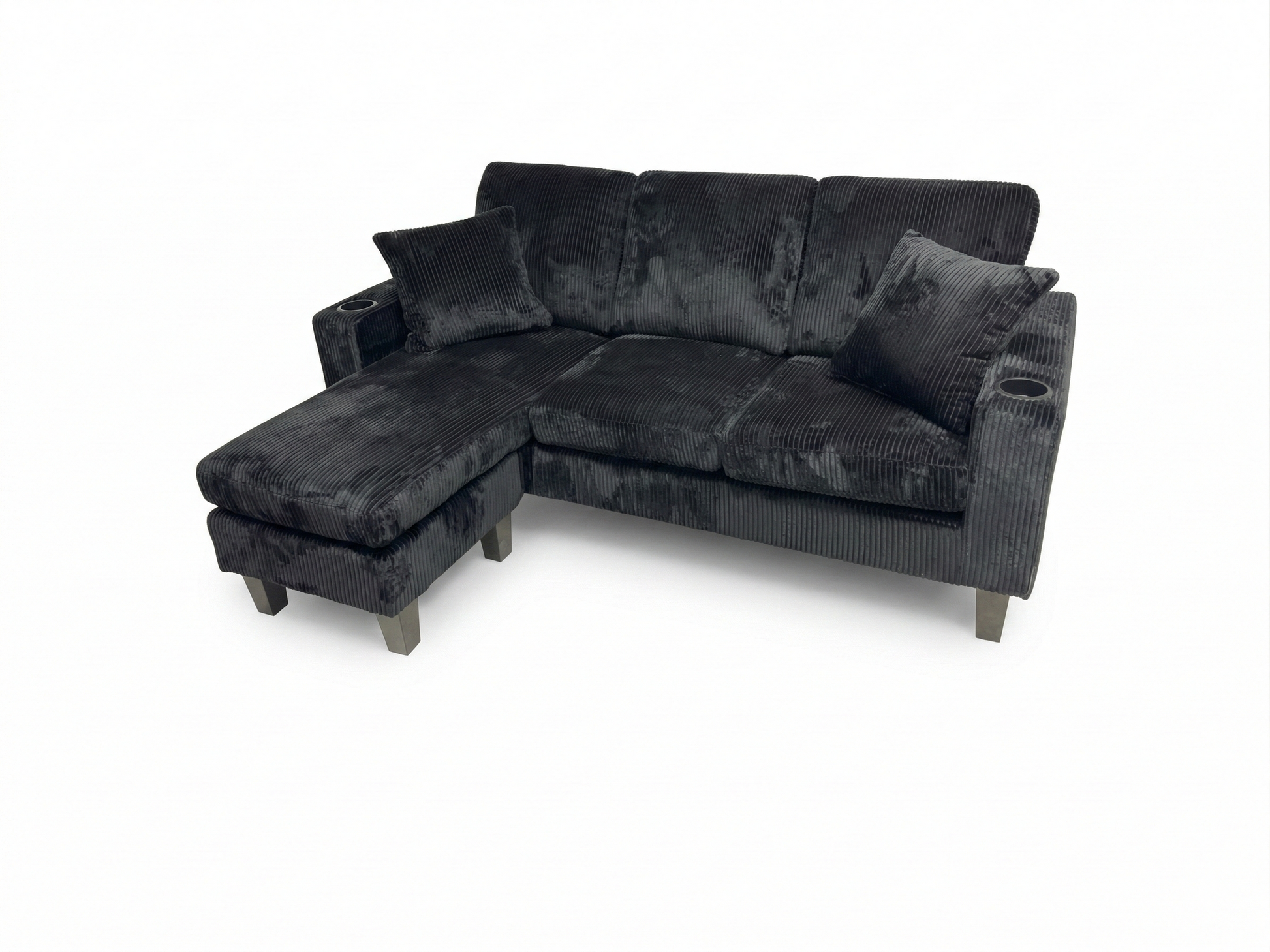 Corduroy Black Velvet 3 Seater Sofa – Sofa