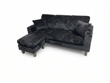 Corduroy Black Velvet 3 Seater Sofa