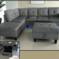 Grey Chenille 6 Seater Sofa