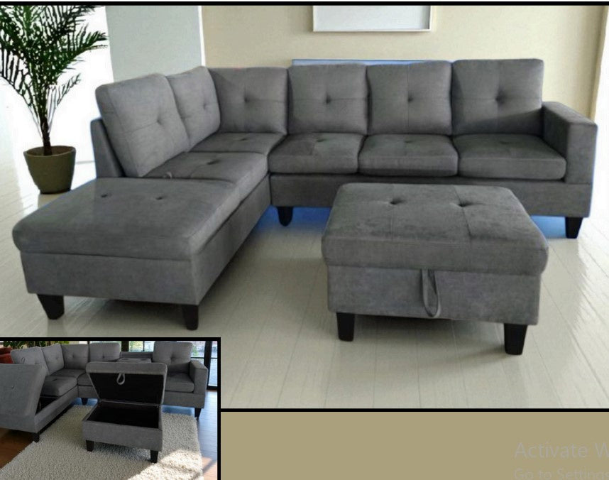 Grey Chenille 6 Seater Sofa