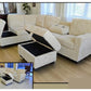 Cream Corduroy 6 Seater Sofa