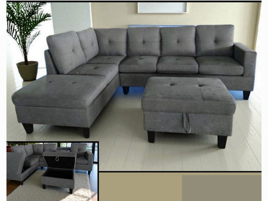 Grey Chenille 6 Seater Sofa