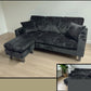 Corduroy Black Velvet 3 Seater Sofa