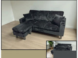 Corduroy Black Velvet 3 Seater Sofa