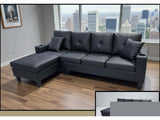 Black Leather 4 Seater Sofa
