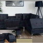 Black Velvet 6 Seater Sofa