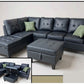 Black Leather PU 6 Seater Sofa