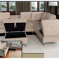 Beige Velvet 6 Seater Sofa
