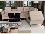 Beige Velvet 6 Seater Sofa