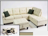 Cream Leather PU 6 Seater Sofa